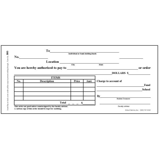 B65 - School Activity Order Book