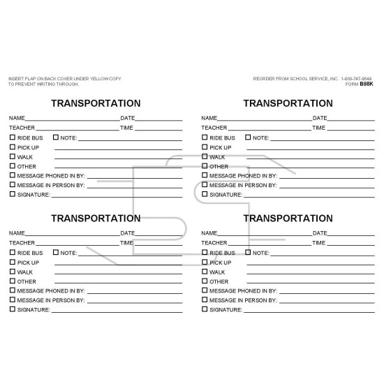 B98K - Transportation Slip Book B98K - Transportation Slip Book
