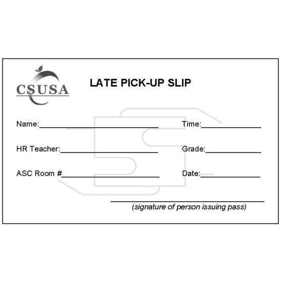SPB579 - Late Pick-up Slip Book SPB579 - Late Pick-up Slip Book