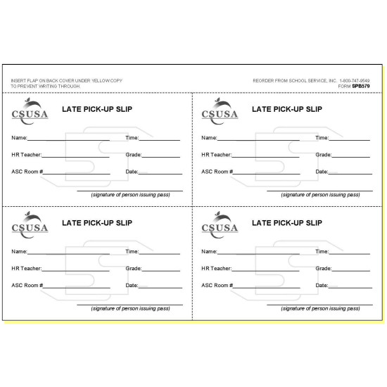 SPB579 - Late Pick-up Slip Book SPB579 - Late Pick-up Slip Book
