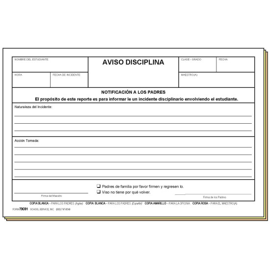 73CS1 - Discipline Notice - Bilingual 73CS1 - Discipline Notice - Bilingual