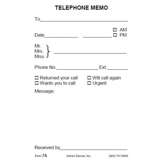 7A - Telephone Memo