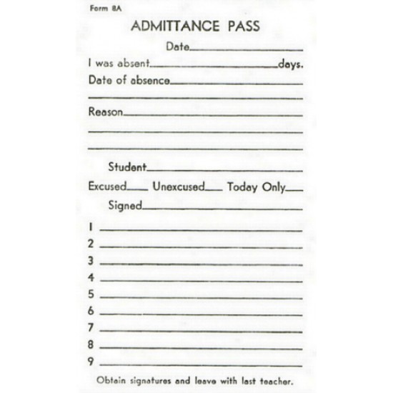 8A - Admittance Pass