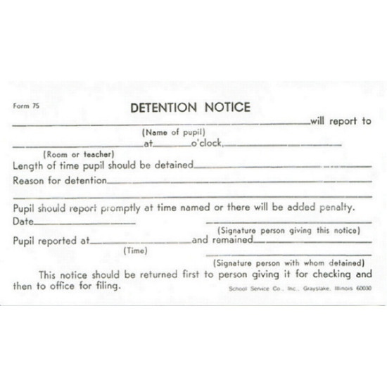 75 - Detention Slip (White)