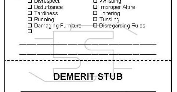 113A - Demerit Slip with Perforated Stub
