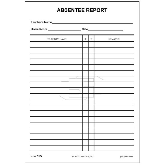 32G - Absentee Report 32G - Absentee Report